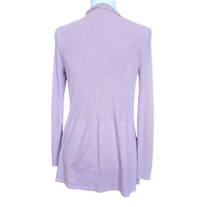Reitmans dusty rose long open front cardigan ribbed sleeve & upper L